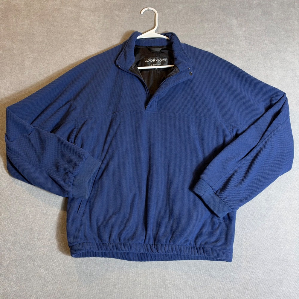 VTG FootJoy DryJoys Mens Small Blue Waffle Knit Golf Pullover Jacket Made in USA